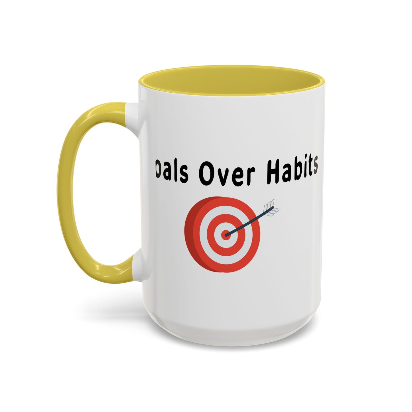 Colorful Whimsical Mugs - Perfect for Coffee Lovers, Gifts for Birthdays, Seasonal Celebrations - Goals Over Habits - Black text
