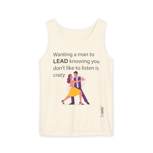 Unisex Garment-Dyed Tank Top featuring a Cheerful Wisdom Figure | Casual Summer Wear, Beach Essentials - Wanting a Man