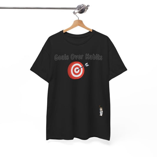 Unisex Heavy Cotton Tee - Goals Over Habits - Black text