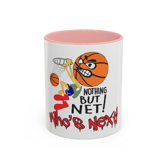Basketball-Themed Coffee Mug, Nothing But Net Design, Sports Fan Gift, Perfect for Coaches, Players, Game Day