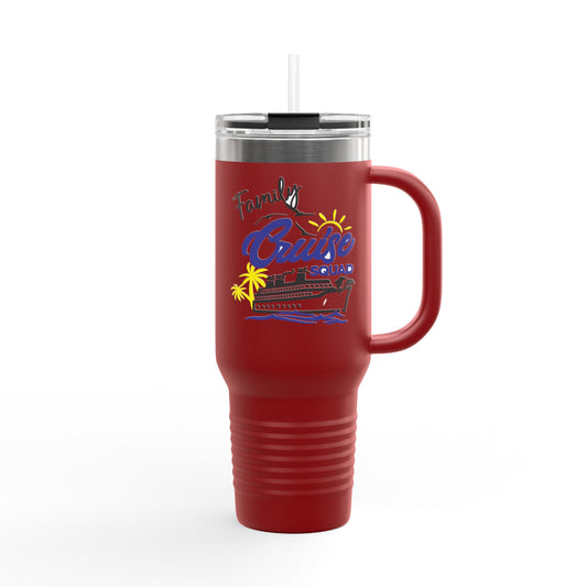 Fun Insulated Travel Mug with Cartoon Character, 40oz Tumbler, Gift for Teachers, Travel Accessories - Family Cruise Squad