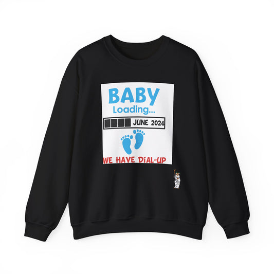 Whimsical Comedy Sweatshirt - Unisex Crewneck, Everyday Wear, Holiday Apparel, Unique Graphic Sweatshirt - Baby Loading - Dial Up