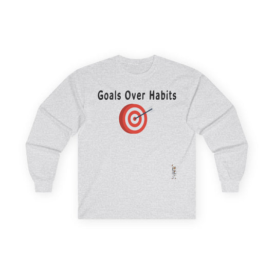 Unisex Ultra Cotton Long Sleeve Tee - Goals Over Habits - Black text