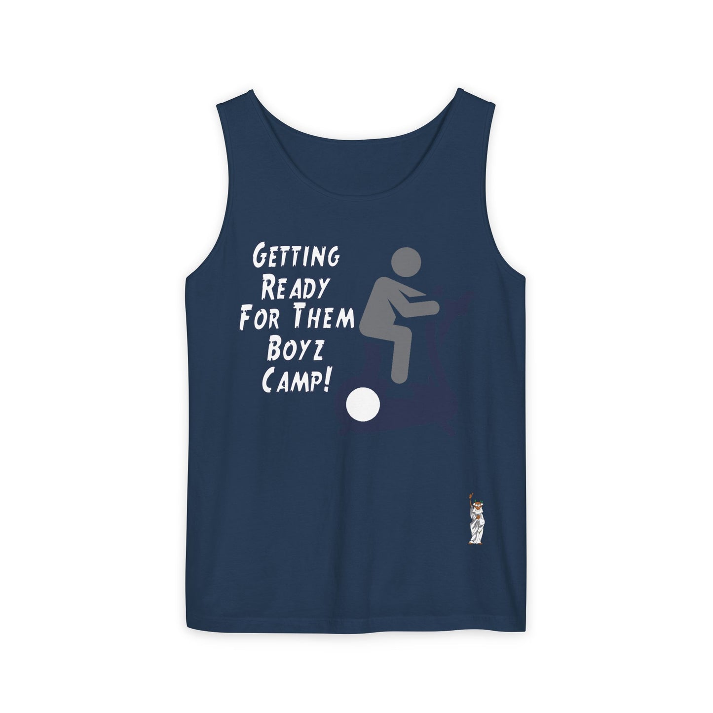 Unisex Garment-Dyed Tank Top featuring a Cheerful Wisdom Figure | Casual Summer Wear, Beach Essentials - Boyz Camp
