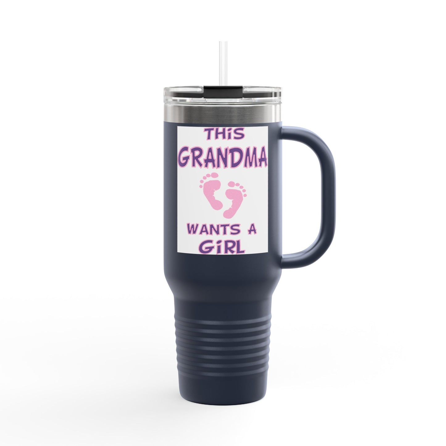 Fun Insulated Travel Mug with Cartoon Character, 40oz Tumbler, Gift for Teachers, Travel Accessories - This Grandma Wants a Girl