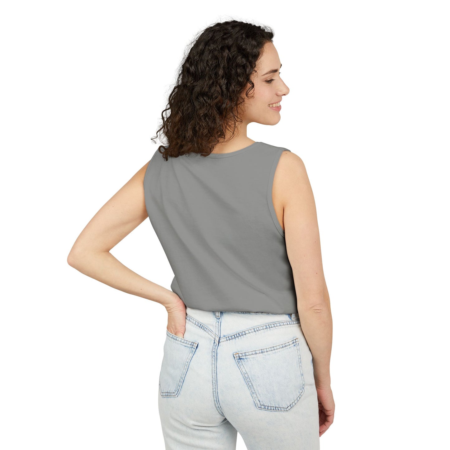 Unisex Garment-Dyed Tank Top featuring a Cheerful Wisdom Figure | Casual Summer Wear, Beach Essentials - Old Man