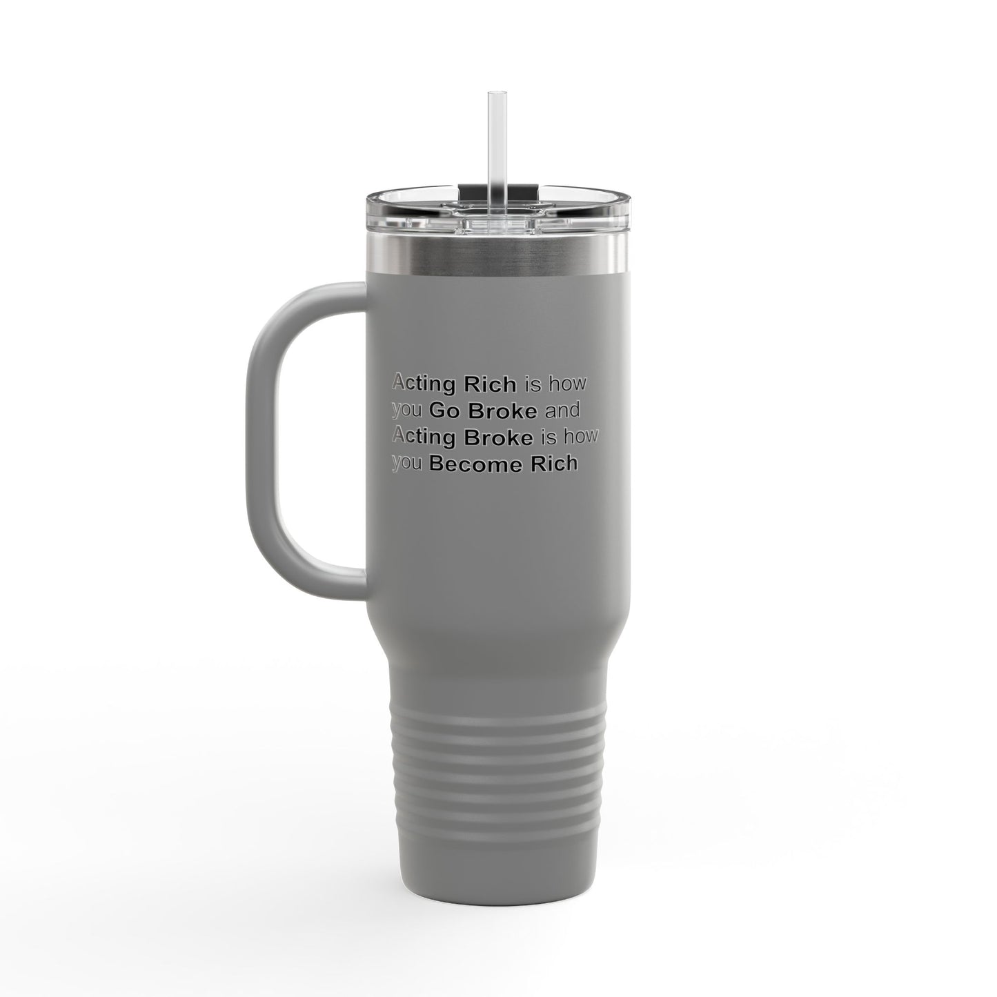 Fun Insulated Travel Mug with Cartoon Character, 40oz Tumbler, Gift for Teachers, Travel Accessories - Acting Rich is how you Go Broke