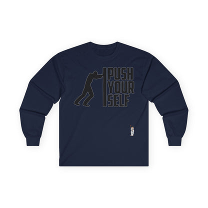 Unisex Ultra Cotton Long Sleeve Tee - Push Yourself-Black