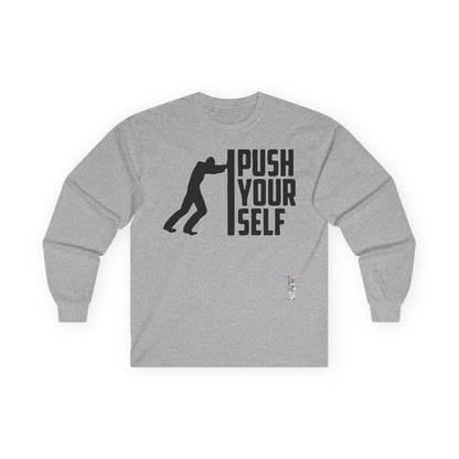 Unisex Ultra Cotton Long Sleeve Tee - Push Yourself-Black