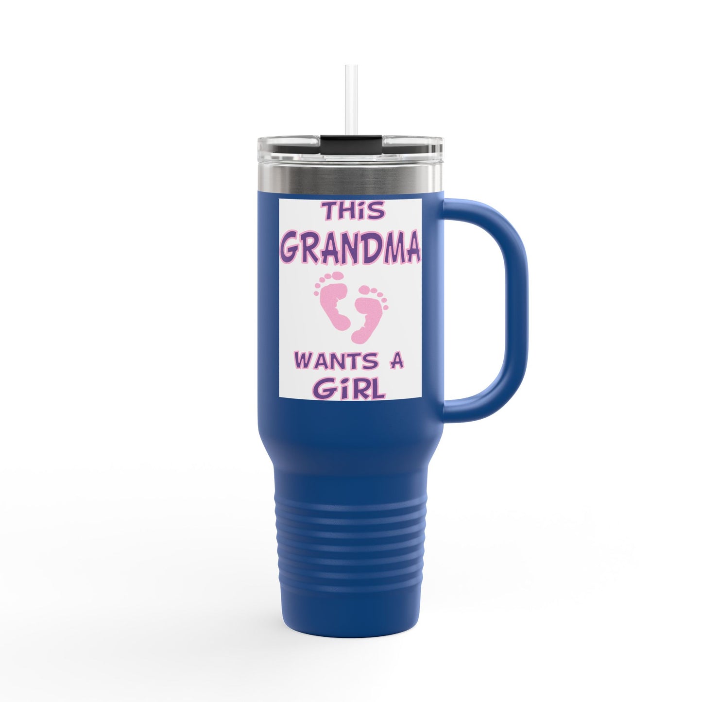 Fun Insulated Travel Mug with Cartoon Character, 40oz Tumbler, Gift for Teachers, Travel Accessories - This Grandma Wants a Girl