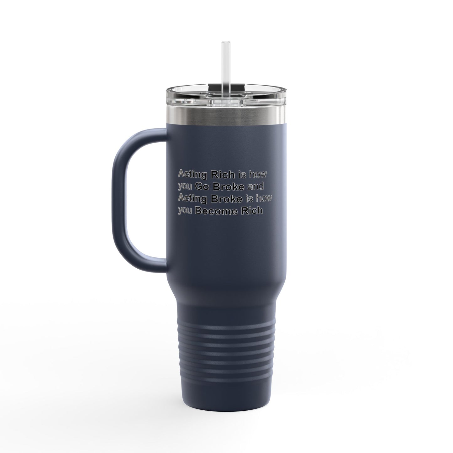 Fun Insulated Travel Mug with Cartoon Character, 40oz Tumbler, Gift for Teachers, Travel Accessories - Acting Rich is how you Go Broke