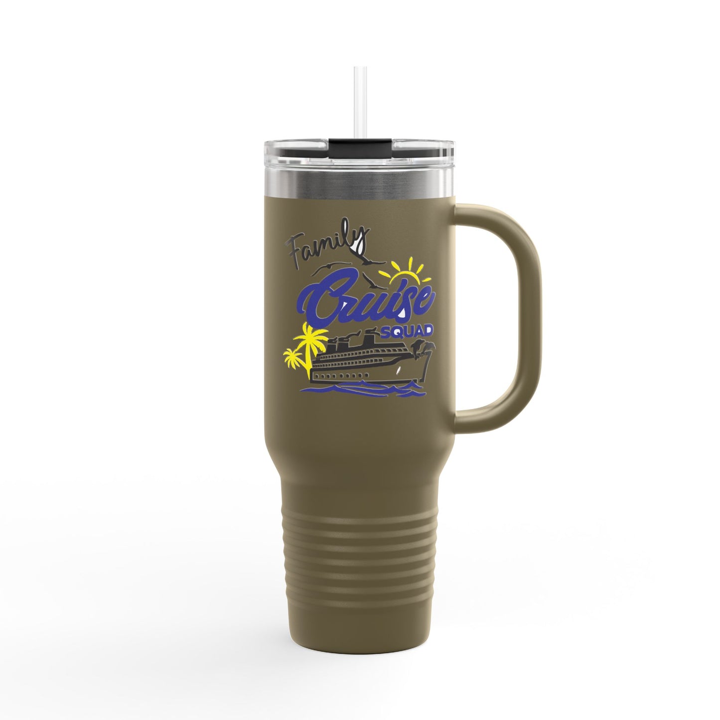 Fun Insulated Travel Mug with Cartoon Character, 40oz Tumbler, Gift for Teachers, Travel Accessories - Family Cruise Squad
