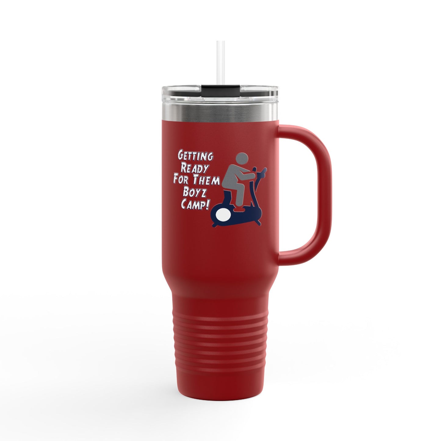 Fun Insulated Travel Mug with Cartoon Character, 40oz Coffee Tumbler, Funny Gift for Teachers, Travel Accessories - Boyz Camp