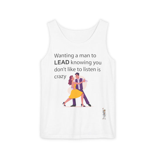 Unisex Garment-Dyed Tank Top featuring a Cheerful Wisdom Figure | Casual Summer Wear, Beach Essentials - Wanting a Man