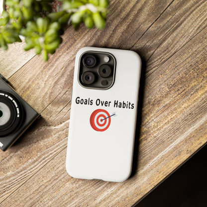 Whimsical Phone Case featuring Sage Character, Quirky Gift for Philosophers, Custom Smartphone Accessory - Goals Over Habits - Black text