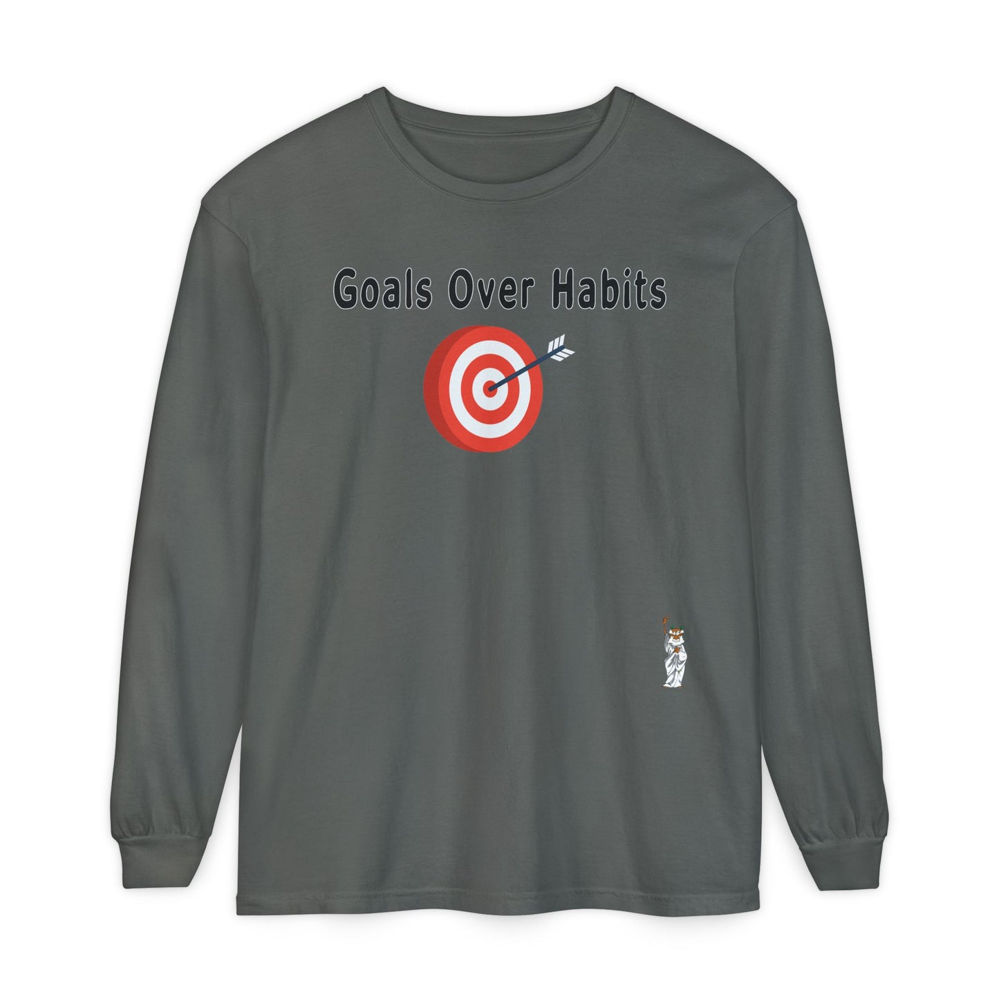 Philosopher Long Sleeve T-Shirt, Comfortable Casual Wear, Gift for Thinkers, Ideal for Birthdays - Goals Over Habits - Black text
