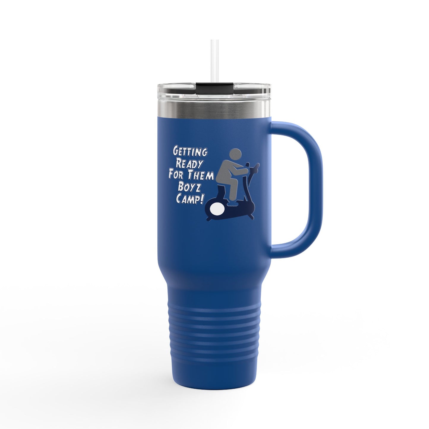 Fun Insulated Travel Mug with Cartoon Character, 40oz Coffee Tumbler, Funny Gift for Teachers, Travel Accessories - Boyz Camp