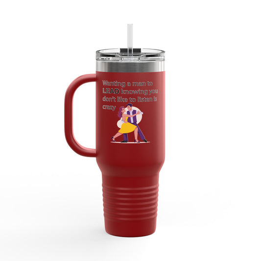 Fun Insulated Travel Mug with Cartoon Character, 40oz Tumbler, Gift for Teachers, Travel Accessories - Wanting a Man