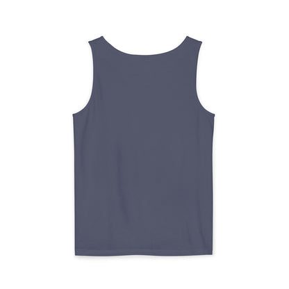 Unisex Garment-Dyed Tank Top featuring a Cheerful Wisdom Figure | Casual Summer Wear, Beach Essentials - Old Man