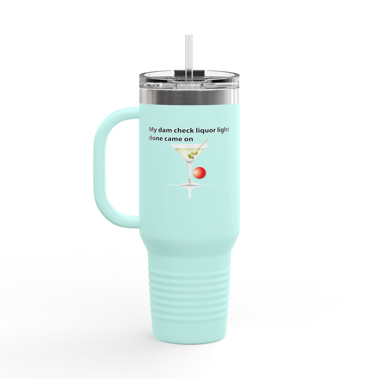 Fun Insulated Travel Mug with Cartoon Character, 40oz Tumbler, Gift for Teachers, Travel Accessories - My dam check liquor