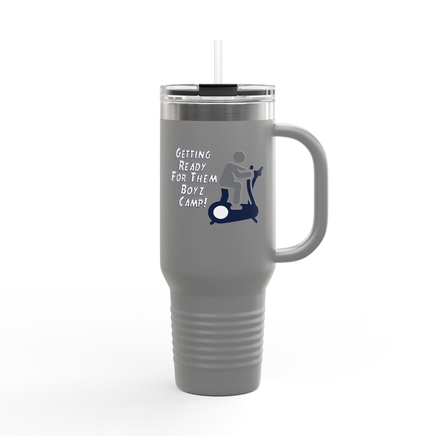 Fun Insulated Travel Mug with Cartoon Character, 40oz Coffee Tumbler, Funny Gift for Teachers, Travel Accessories - Boyz Camp