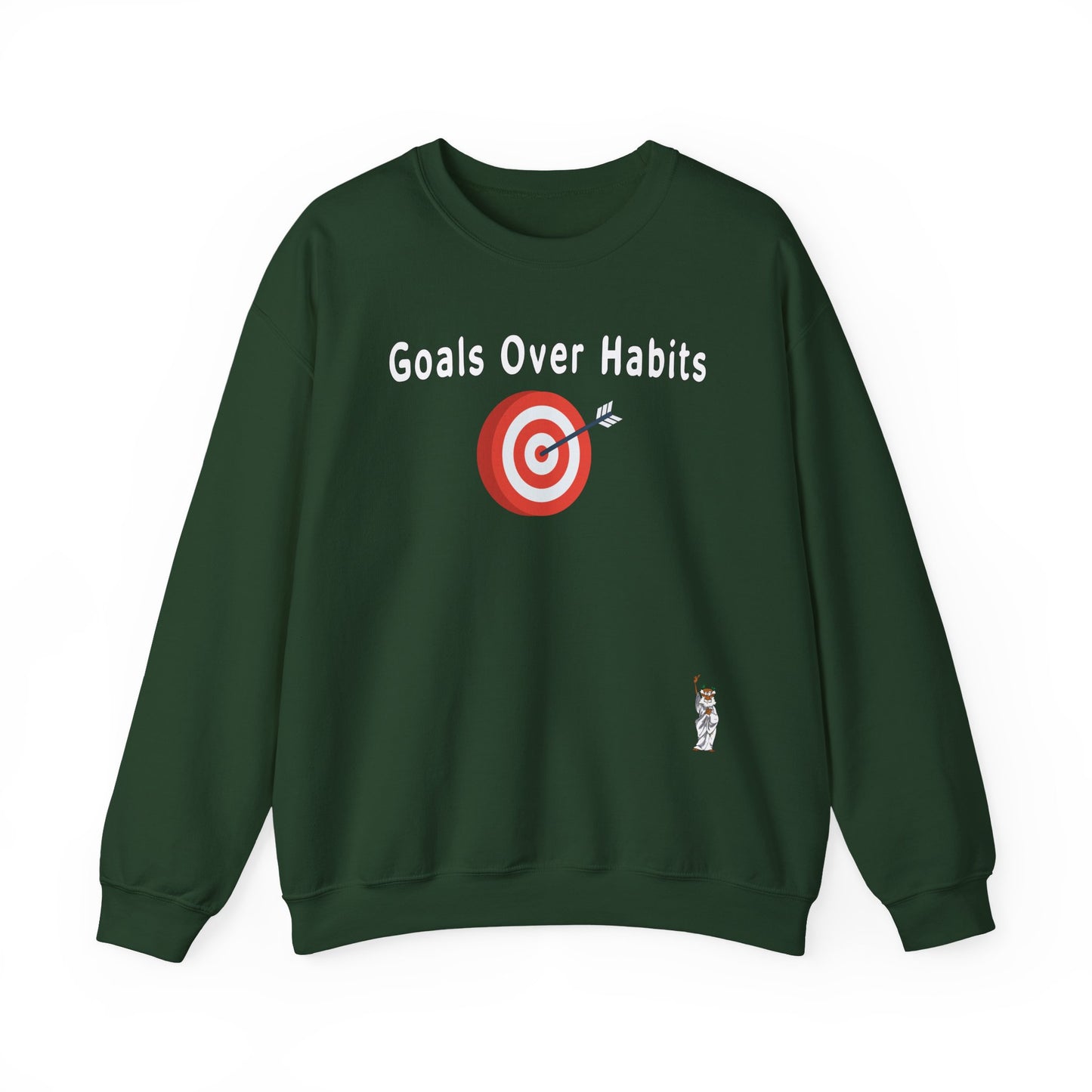 Whimsical Comedy Sweatshirt - Unisex Crewneck,  Everyday Wear, Holiday Apparel, Unique Graphic Sweatshirt - Goals Over Habits - White text