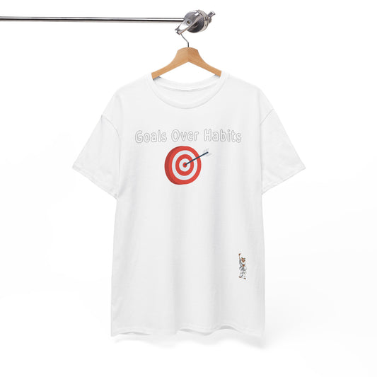 Unisex Heavy Cotton Tee - Goals Over Habits - White text