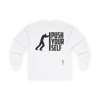Unisex Ultra Cotton Long Sleeve Tee - Push Yourself-Black