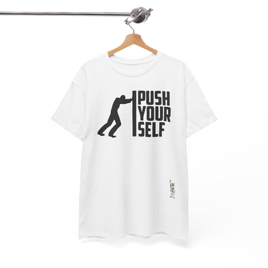 Unisex Heavy Cotton Tee - Push Yourself - Black