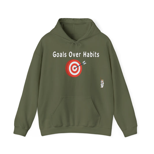 Statue of Liberty Hoodie, Unisex Sweatshirt, Gift for Her, Comfortable Apparel, Unique Design Sweatshirt - Goals Over Habits - White text