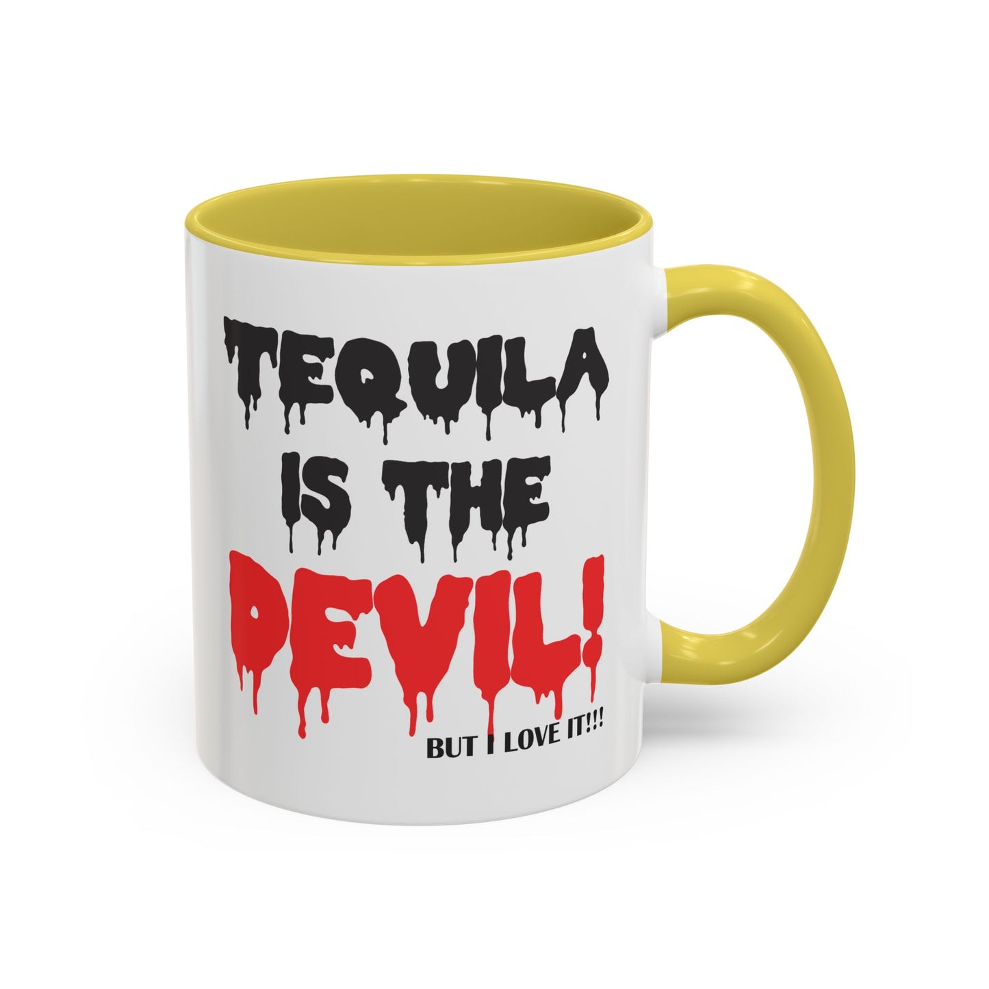 Colorful Whimsical Mugs - Perfect for Coffee Lovers, Gifts for Birthdays, Seasonal Celebrations - Tequila is the devil-but i love it