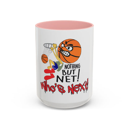 Basketball-Themed Coffee Mug, Nothing But Net Design, Sports Fan Gift, Perfect for Coaches, Players, Game Day