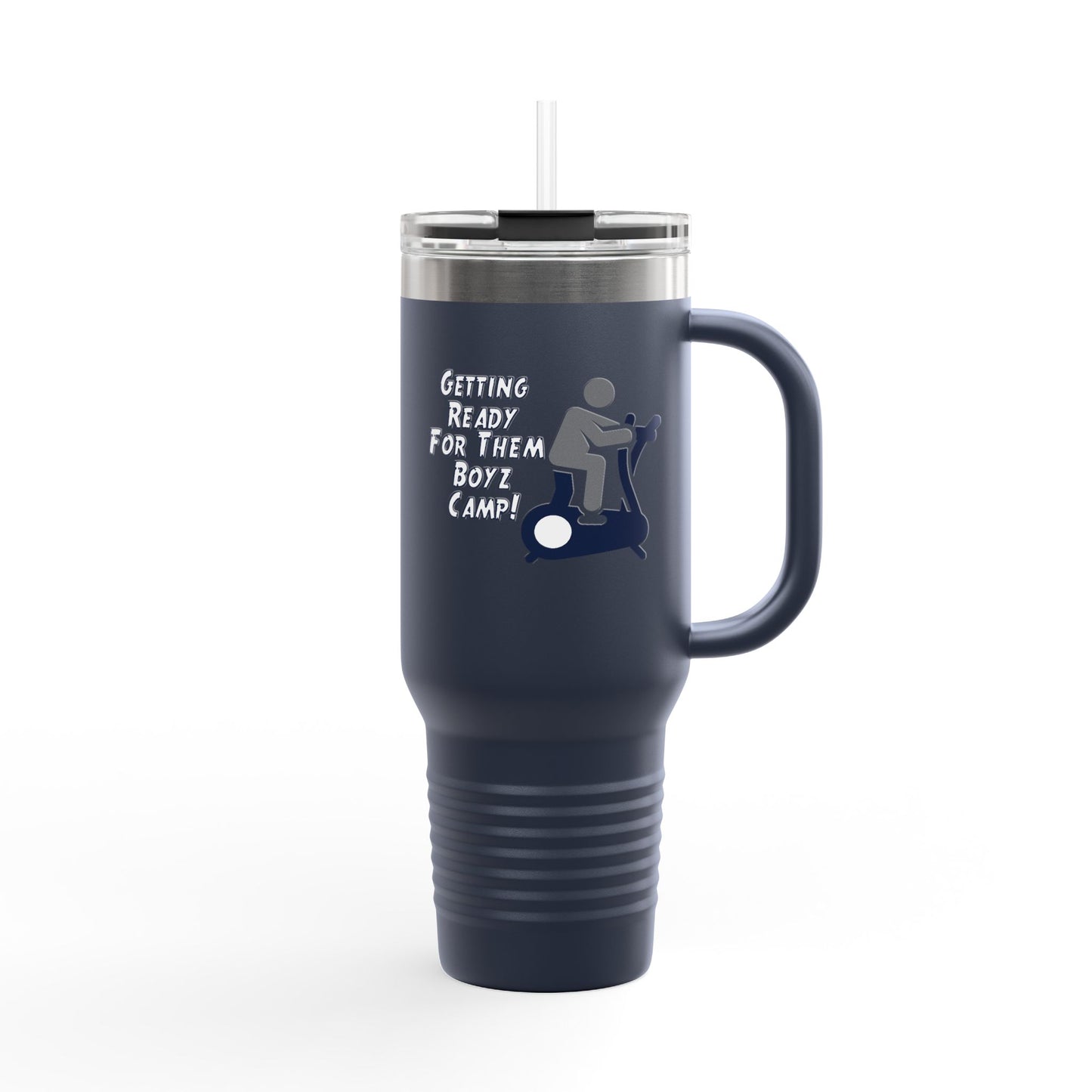 Fun Insulated Travel Mug with Cartoon Character, 40oz Coffee Tumbler, Funny Gift for Teachers, Travel Accessories - Boyz Camp