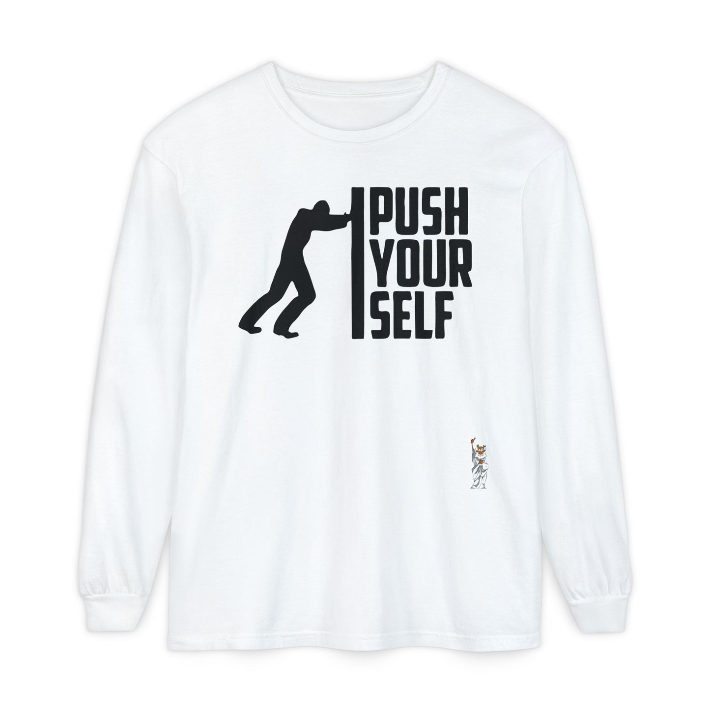 Philosopher Long Sleeve T-Shirt, Comfortable Casual Wear, Gift for Thinkers, Ideal for Birthdays - Push Yourself - Black