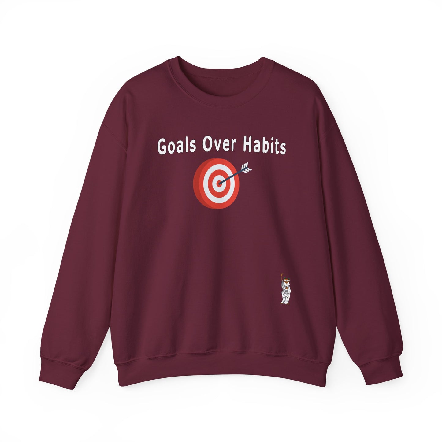 Whimsical Comedy Sweatshirt - Unisex Crewneck,  Everyday Wear, Holiday Apparel, Unique Graphic Sweatshirt - Goals Over Habits - White text