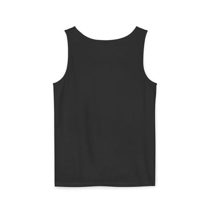 Unisex Garment-Dyed Tank Top featuring a Cheerful Wisdom Figure | Casual Summer Wear, Beach Essentials - Old Man