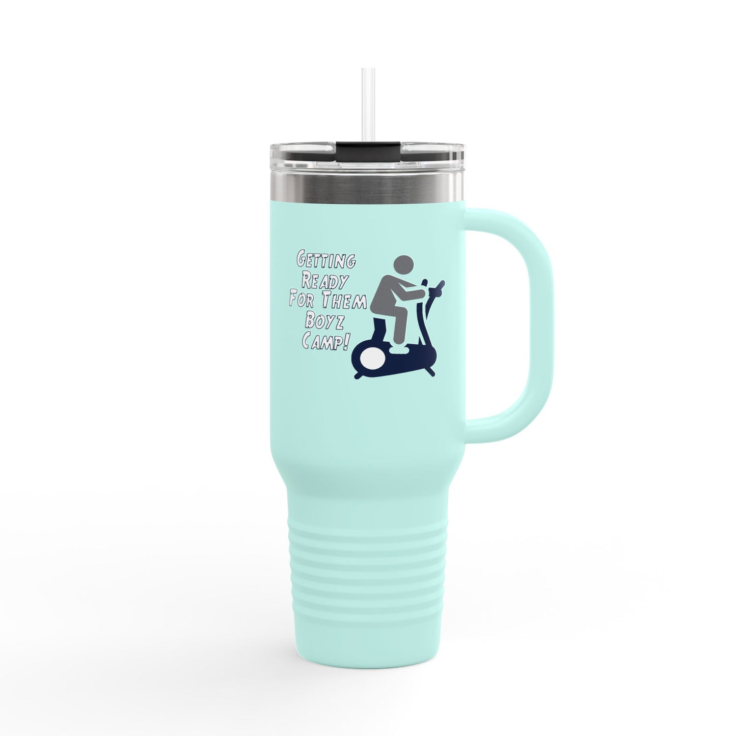Fun Insulated Travel Mug with Cartoon Character, 40oz Coffee Tumbler, Funny Gift for Teachers, Travel Accessories - Boyz Camp