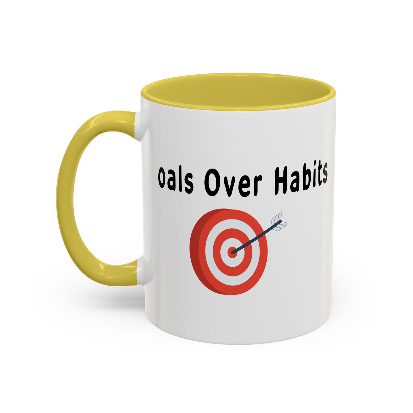 Colorful Whimsical Mugs - Perfect for Coffee Lovers, Gifts for Birthdays, Seasonal Celebrations - Goals Over Habits - Black text