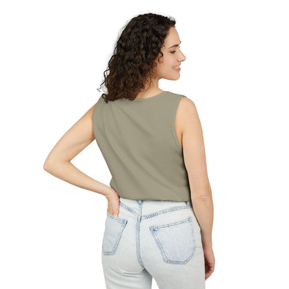 Unisex Garment-Dyed Tank Top featuring a Cheerful Wisdom Figure | Casual Summer Wear, Beach Essentials - Old Man