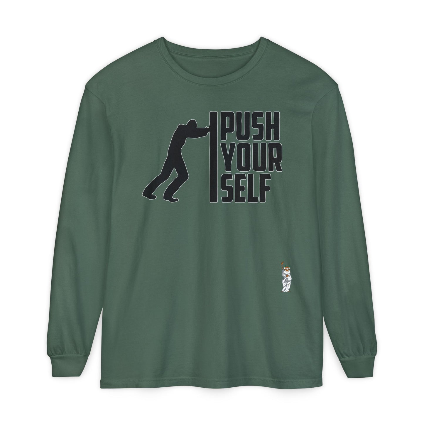 Philosopher Long Sleeve T-Shirt, Comfortable Casual Wear, Gift for Thinkers, Ideal for Birthdays - Push Yourself - Black