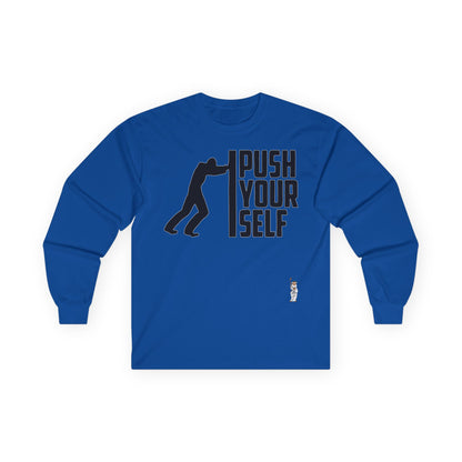 Unisex Ultra Cotton Long Sleeve Tee - Push Yourself-Black