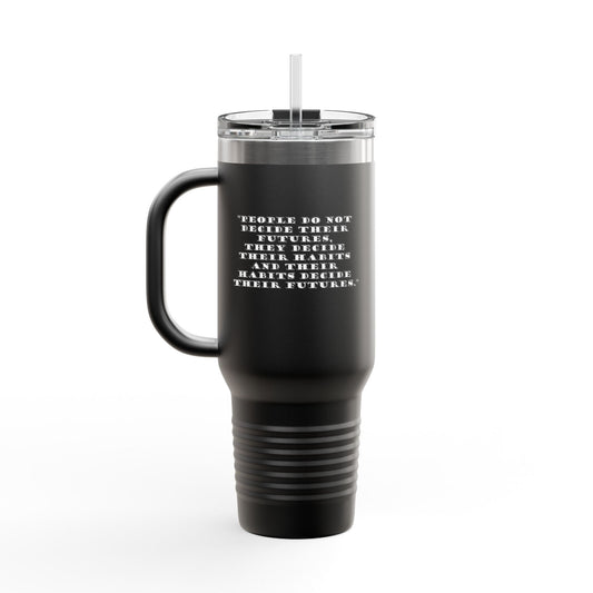 Fun Insulated Travel Mug with Cartoon Character, 40oz Tumbler, Gift for Teachers, Travel Accessories - People do not decide their futures
