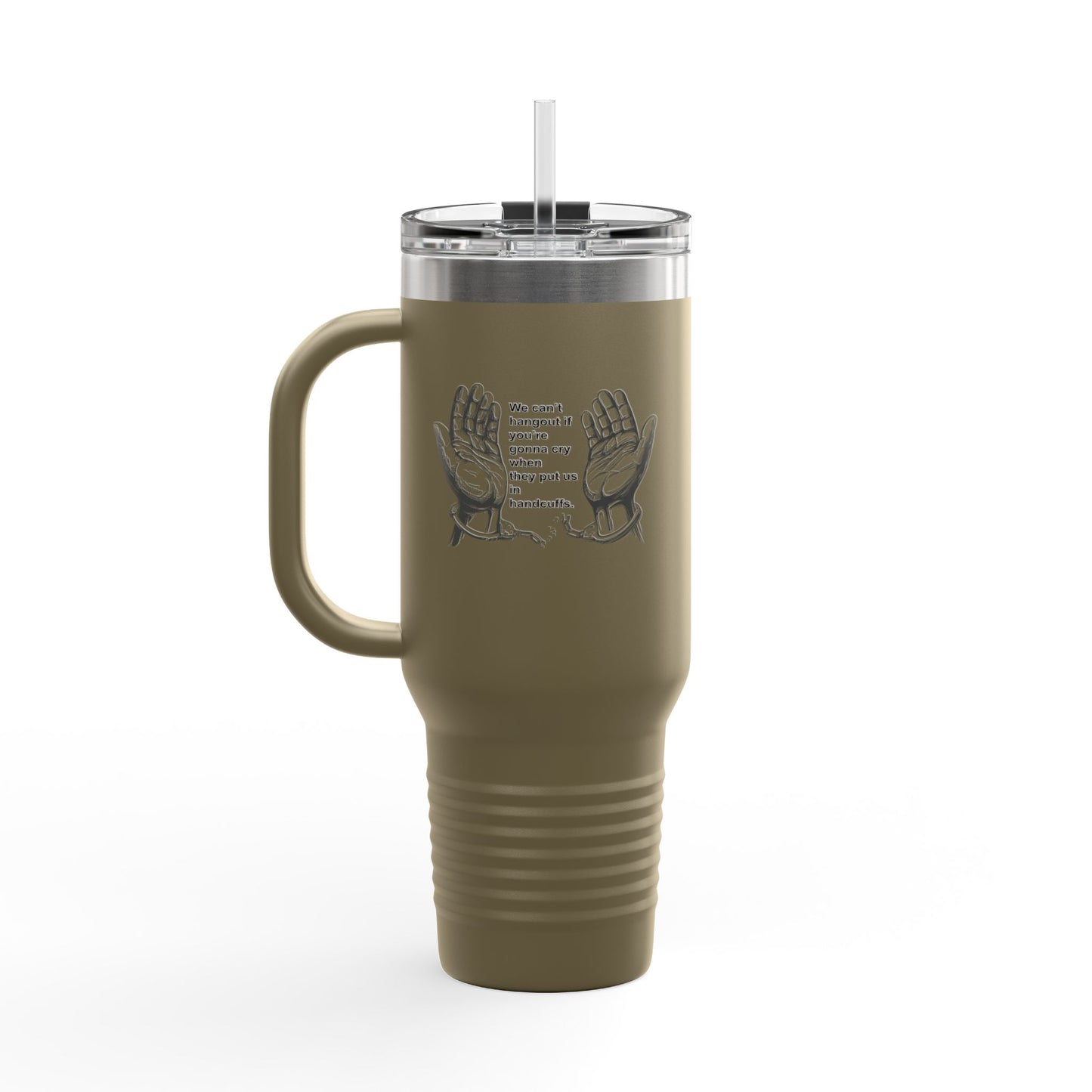 Fun Insulated Travel Mug with Cartoon Character, 40oz Tumbler, Gift for Teachers, Travel Accessories - We cant hangout