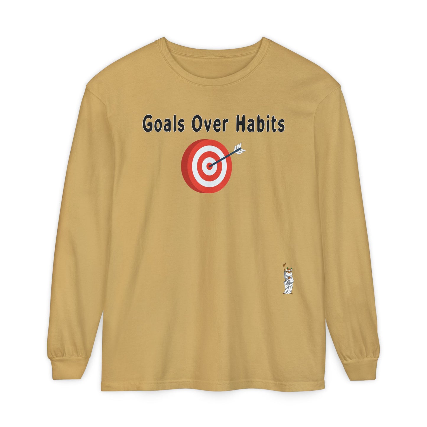 Philosopher Long Sleeve T-Shirt, Comfortable Casual Wear, Gift for Thinkers, Ideal for Birthdays - Goals Over Habits - Black text