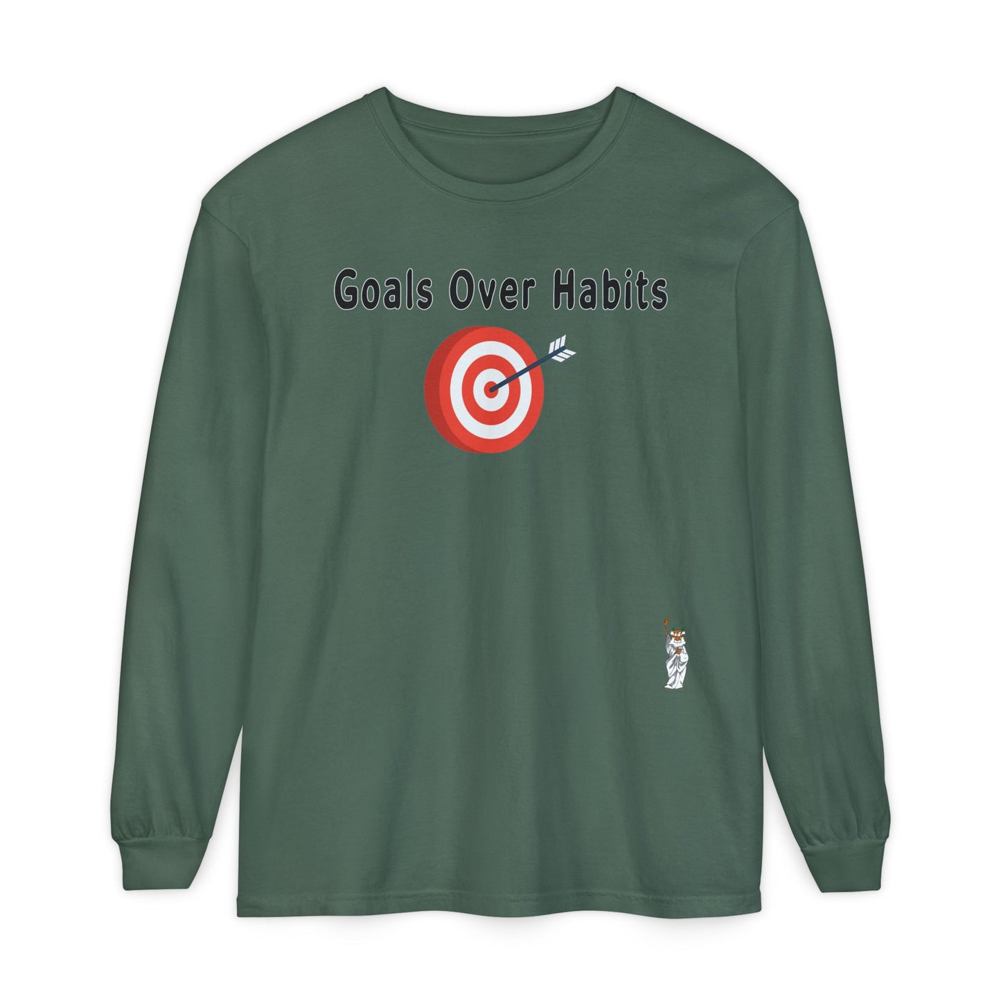 Philosopher Long Sleeve T-Shirt, Comfortable Casual Wear, Gift for Thinkers, Ideal for Birthdays - Goals Over Habits - Black text