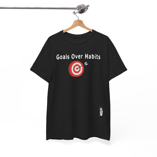 Unisex Heavy Cotton Tee - Goals Over Habits - White text