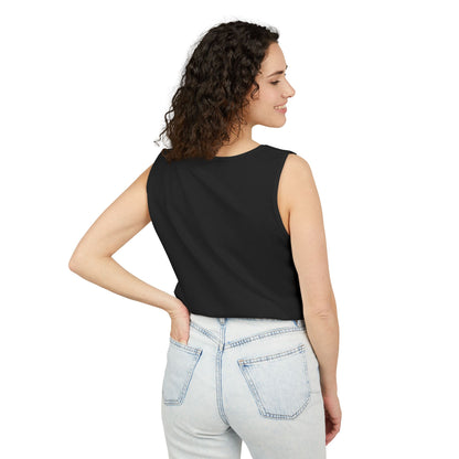 Unisex Garment-Dyed Tank Top featuring a Cheerful Wisdom Figure | Casual Summer Wear, Beach Essentials - Old Man