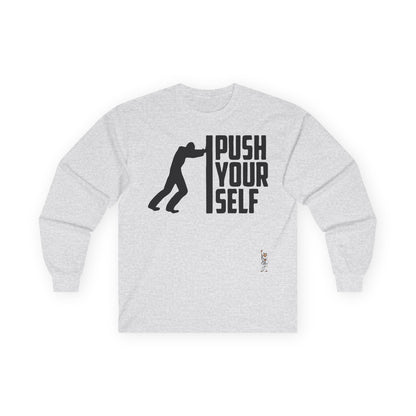 Unisex Ultra Cotton Long Sleeve Tee - Push Yourself-Black