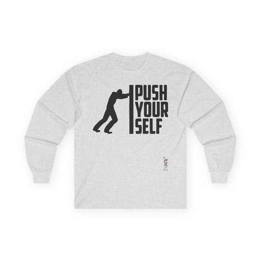 Unisex Ultra Cotton Long Sleeve Tee - Push Yourself-Black