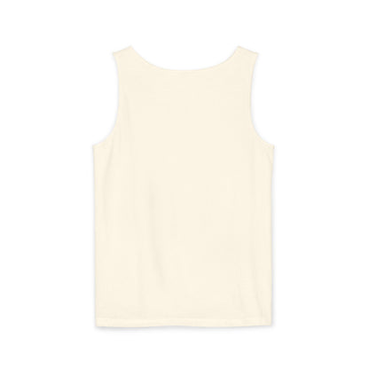 Unisex Garment-Dyed Tank Top featuring a Cheerful Wisdom Figure | Casual Summer Wear, Beach Essentials - Old Man